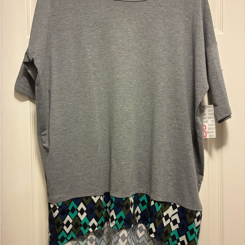 LuLaRoe Gray Irma with geometric underlay NWT Size S